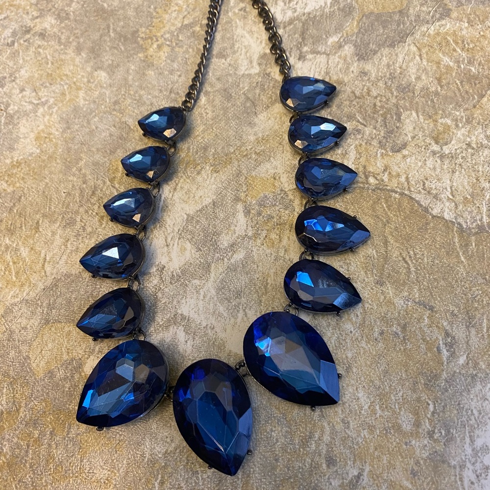 9” blue stone necklace